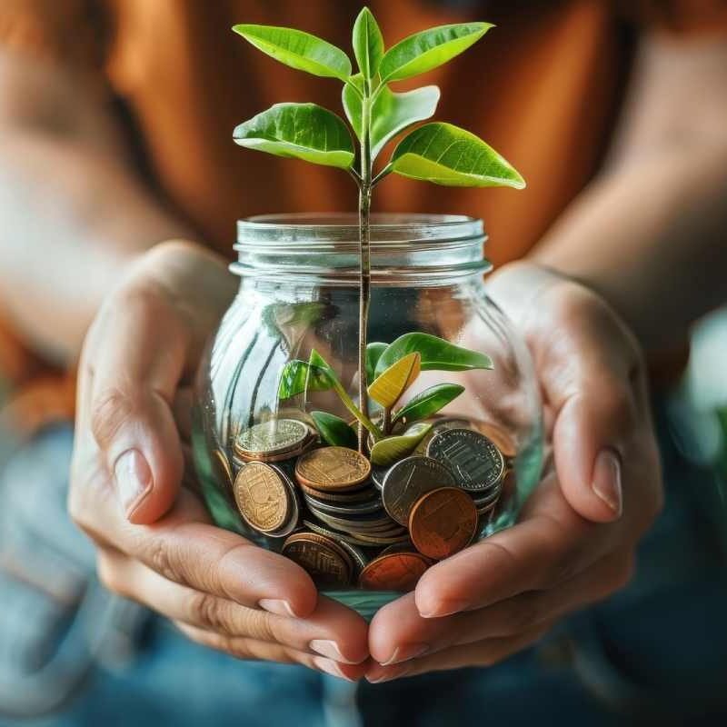 Woman interacting with money